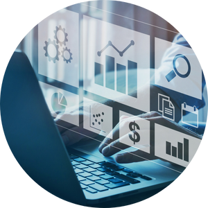 charts and graphs projecting from laptop